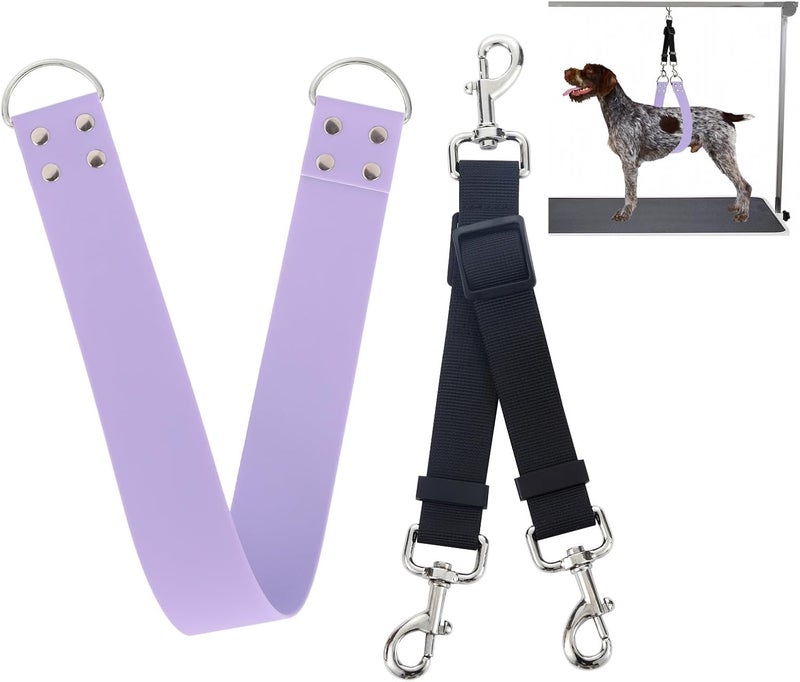 DISCPETSEC Pet Dog Grooming Belly Strap – 2 Inch Wide Waterproof PVC Belly Support Band Grooming Loop Restraint for Pet Bathing and Grooming(Lilac-Short) - Image 1